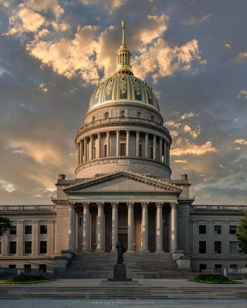 West Virginia Capitol after replacing sky for a composite image.